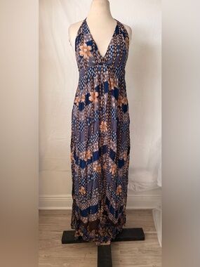 annalisa blue multi floral print halter maxi dress O'Neill | Dresses | Nwt Oneill Off The Shoulder Tie Waist Cognac Xs size-1xl